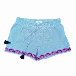 Vineyard Vines Women's Striped Blue and White Shorts with Embroidered Hem Size S